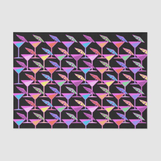 Colorful Cocktails op het zwarte patroon Tissuepapier (Voorkant)