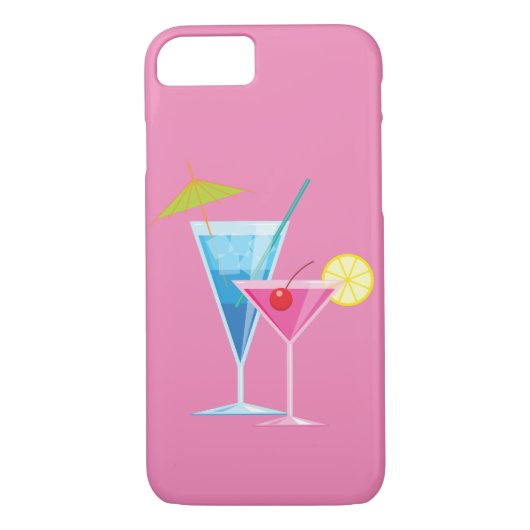 Colorful Cocktails op roze iPhone 7 Hoesje (Achterkant)