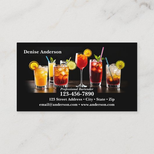 Colorful Cocktails Professional Bartender Visitekaartje (Achterkant)