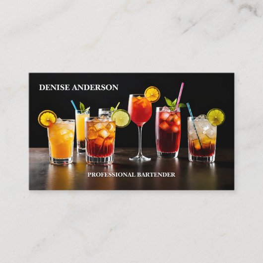 Colorful Cocktails Professional Bartender Visitekaartje (Voorkant)