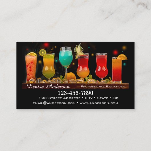 Colorful Cocktails Professional Bartender Visitekaartje (Achterkant)
