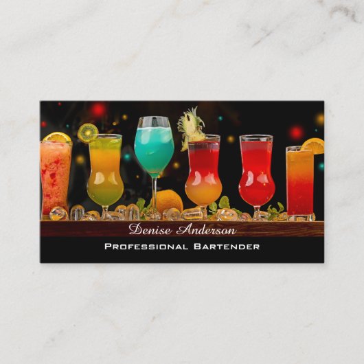 Colorful Cocktails Professional Bartender Visitekaartje (Voorkant)