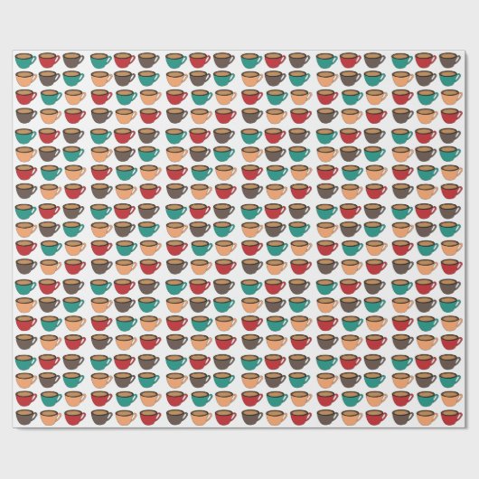 Colorful Coffee Cup Pattern Cadeaupapier (Vlak)