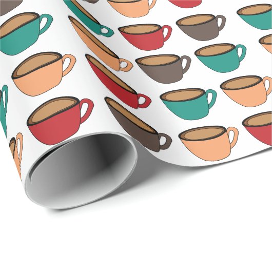 Colorful Coffee Cup Pattern Cadeaupapier (Rol Hoek)