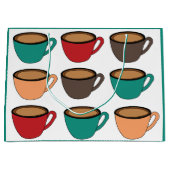 Colorful Coffee Cup Pattern Groot Cadeauzakje (Voorkant)