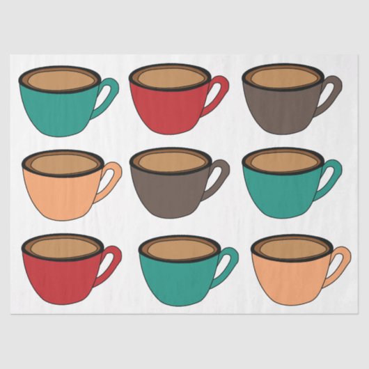 Colorful Coffee Cup Pattern Tissuepapier (Voorkant)