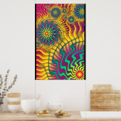 Colorful Cogs Abstract Poster (Keuken)