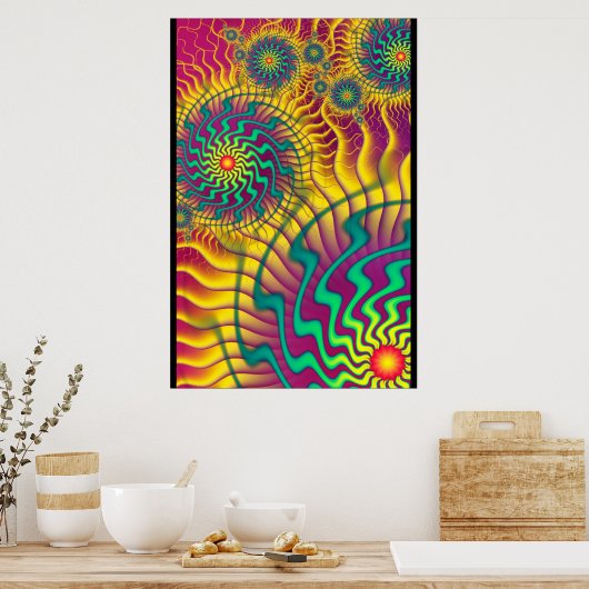 Colorful Cogs Abstract Poster (Keuken)