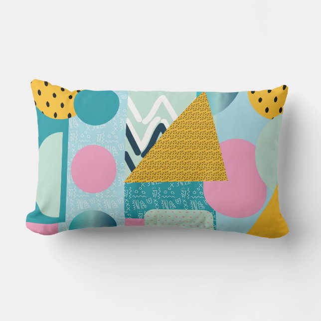 Colorful Collage Gemetrical Shapes Lumbar Pillow Kussen (Voorkant)