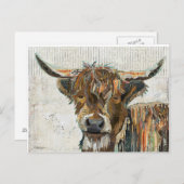 Colorful Collage Highland Cow Briefkaart (Voorkant / Achterkant)