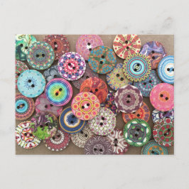 Colorful Collage of Painted Wooden Buttonnen Foto Briefkaart