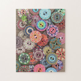 Colorful Collage of Painted Wooden Buttonnen Foto Legpuzzel