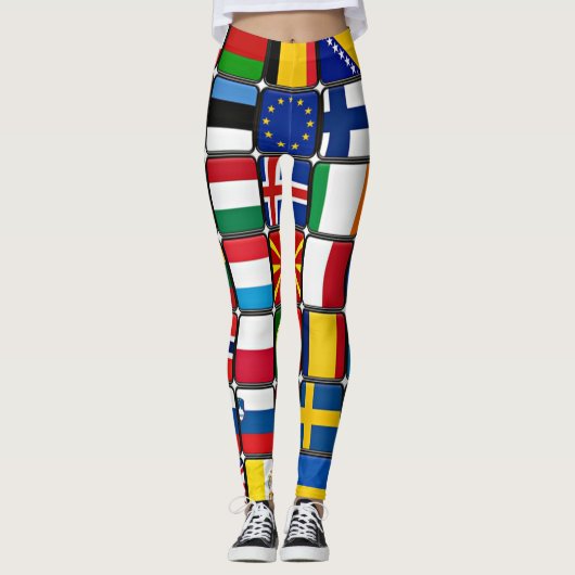 Colorful Collectie of World Flags Leggings (Voorkant)