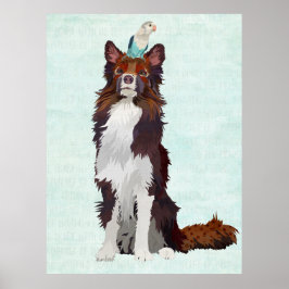 COLORFUL COLLIE EN BLUE BIRD POSTER