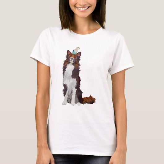 COLORFUL COLLIE EN BLUE BIRD T-SHIRT (Voorkant)