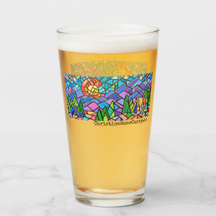 Colorful Colorado Camping Mosaic w/Beer Glas