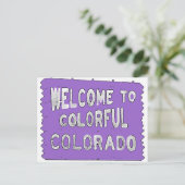 Colorful Colorado paars welkomstteken Briefkaart (Staand voorkant)