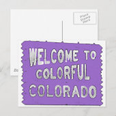 Colorful Colorado paars welkomstteken Briefkaart (Voorkant / Achterkant)