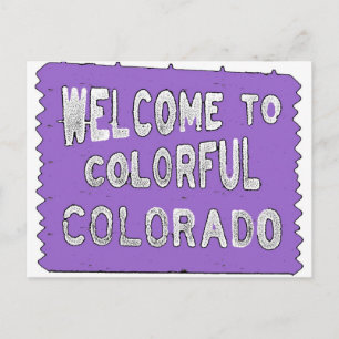 Colorful Colorado paars welkomstteken Briefkaart