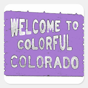 Colorful Colorado paars welkomstteken Vierkante Sticker