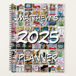 Colorful Comic Characters Pattern Name Yarly Planner