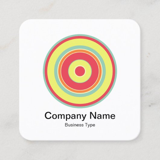 Colorful Concentric Circles 01 Vierkante Visitekaartje (Voorkant)