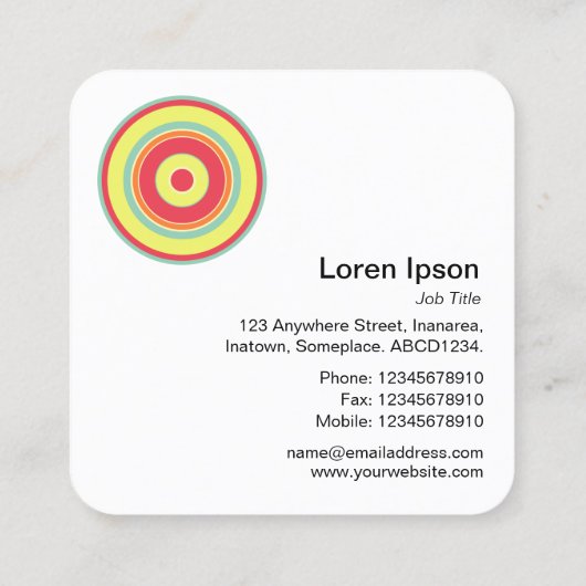 Colorful Concentric Circles 01 Vierkante Visitekaartje (Achterkant)