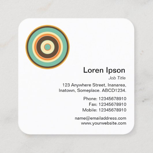 Colorful Concentric Circles 02 Vierkante Visitekaartje (Achterkant)