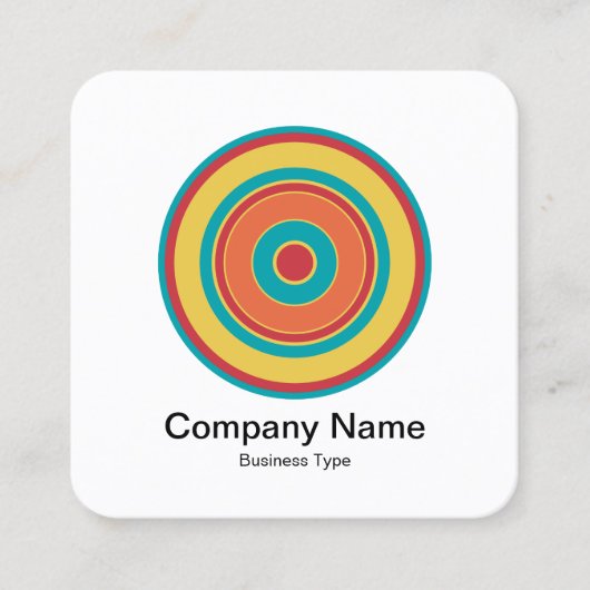 Colorful Concentric Circles 05 Vierkante Visitekaartje (Voorkant)