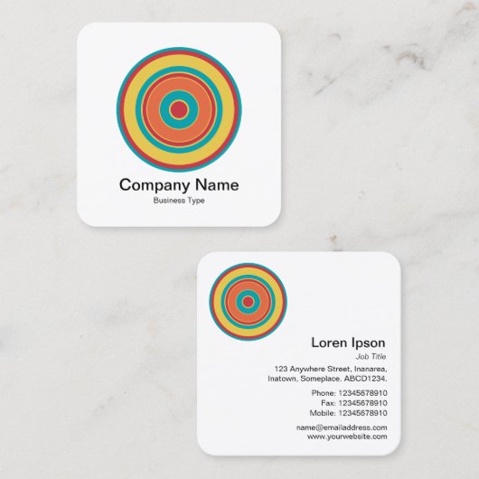 Colorful Concentric Circles 05 Vierkante Visitekaartje (Voorkant / Achterkant)