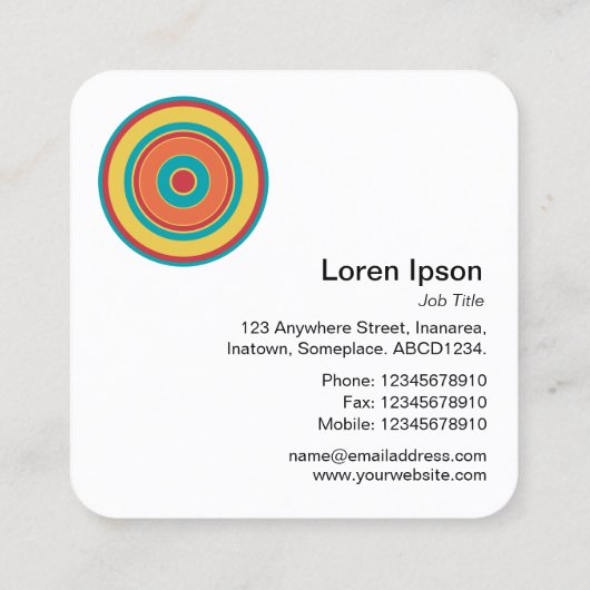 Colorful Concentric Circles 05 Vierkante Visitekaartje (Achterkant)