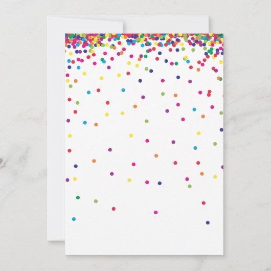 Colorful Confetti 1st Birthday Party Invitations Kaart (Achterkant)