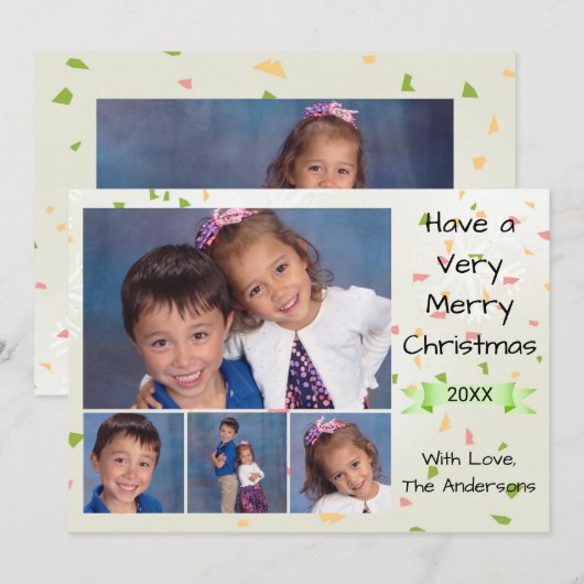 Colorful Confetti 4/5-foto's - 3x5 kerstkaart (Voorkant / Achterkant)