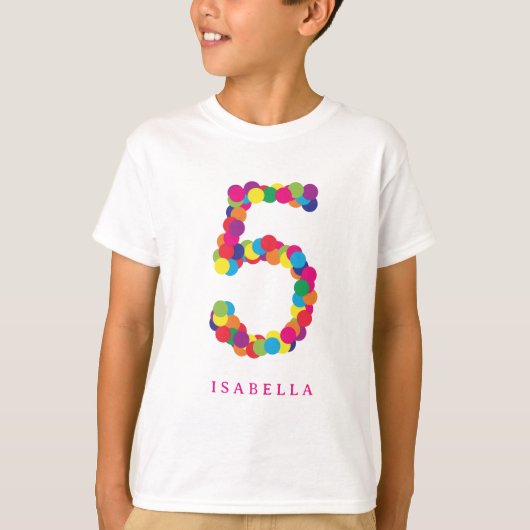Colorful Confetti 5th Birthday Party T-shirt (Voorkant)