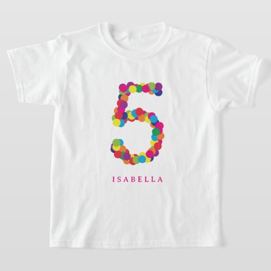 Colorful Confetti 5th Birthday Party T-shirt (Laagn)