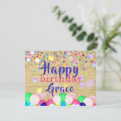 Colorful Confetti and Balloons Happy Birthday Kaart (Staand voorkant)