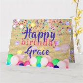 Colorful Confetti and Balloons Happy Birthday Kaart (Gele Bloem)