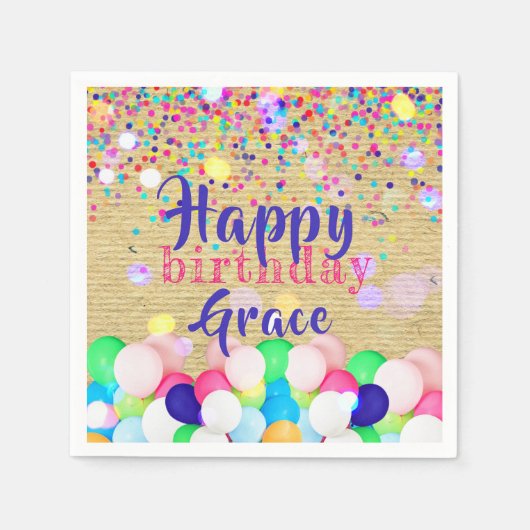 Colorful Confetti and Balloons Happy Birthday Servet (Voorkant)