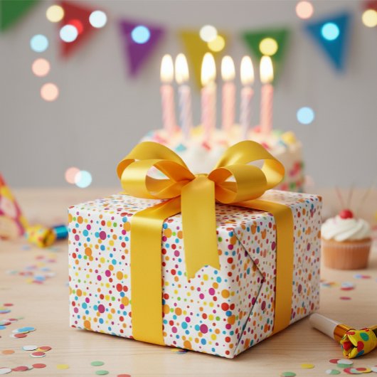 Colorful Confetti and Polka Dot Pattern Gift Wrap Cadeaupapier