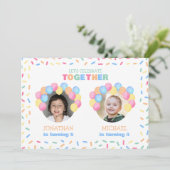 Colorful Confetti Balloon Photo Dual Birthday Kaart (Staand voorkant)
