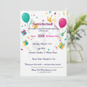 Colorful Confetti Balloons Fun 35th  Kaart (Staand voorkant)