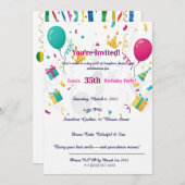 Colorful Confetti Balloons Fun 35th  Kaart (Voorkant / Achterkant)