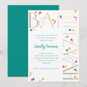Colorful Confetti Bat Mitzvah Uitnodiging (Voorkant / Achterkant)
