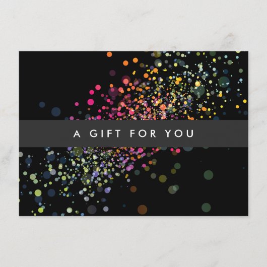 Colorful Confetti Bokeh on Black Gift Certificate (Voorkant)