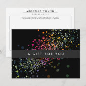 Colorful Confetti Bokeh on Black Gift Certificate (Voorkant / Achterkant)