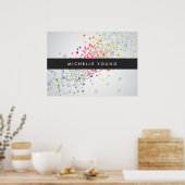 Colorful Confetti Bokeh on Grey Modern Poster (Keuken)