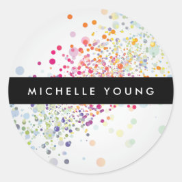 Colorful Confetti Bokeh on Grey Modern Ronde Sticker