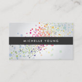 Colorful Confetti Bokeh on Grey Modern Visitekaartje (Voorkant)