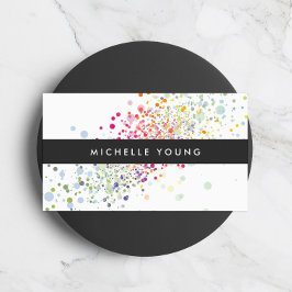 Colorful Confetti Bokeh over White Modern Visitekaartje