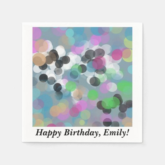 Colorful Confetti Bokeh Stippen Birthday Servetten (Voorkant)